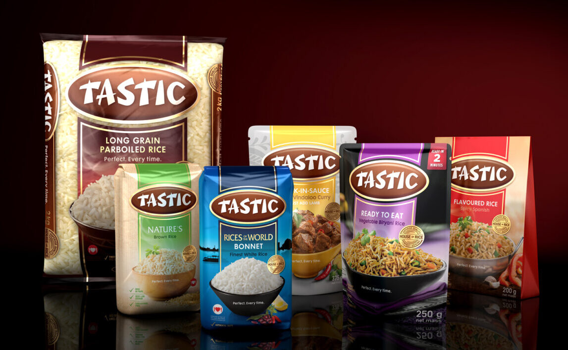 tastic rice range packaging design